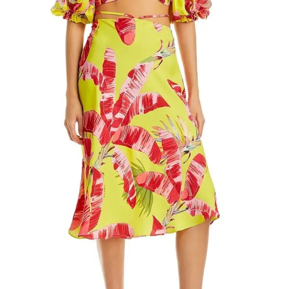 Farm Rio sweet jungle lime strap skirt size large